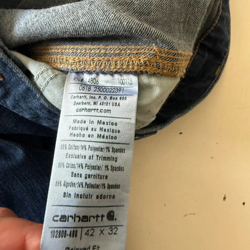 Carhartt Mens 42 x 32 Relaxed Fit Carpenter Jeans Blue Denim Utility 102808-498